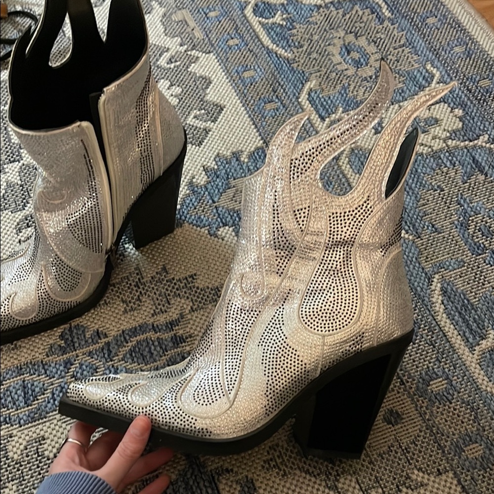 Silver Ankle Boots